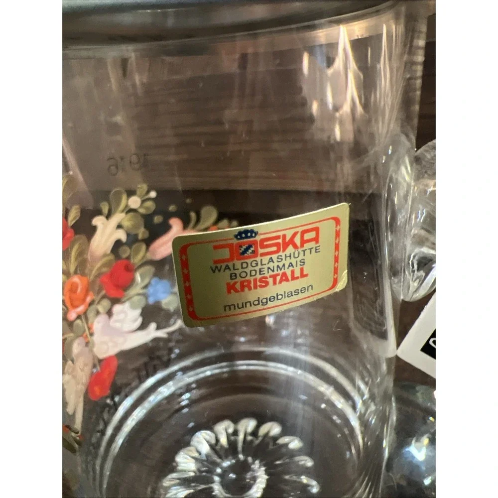 Vintage Joska German Crystal Beer Stein Pewter Lid Mug Villa Flora NWT 1986‎